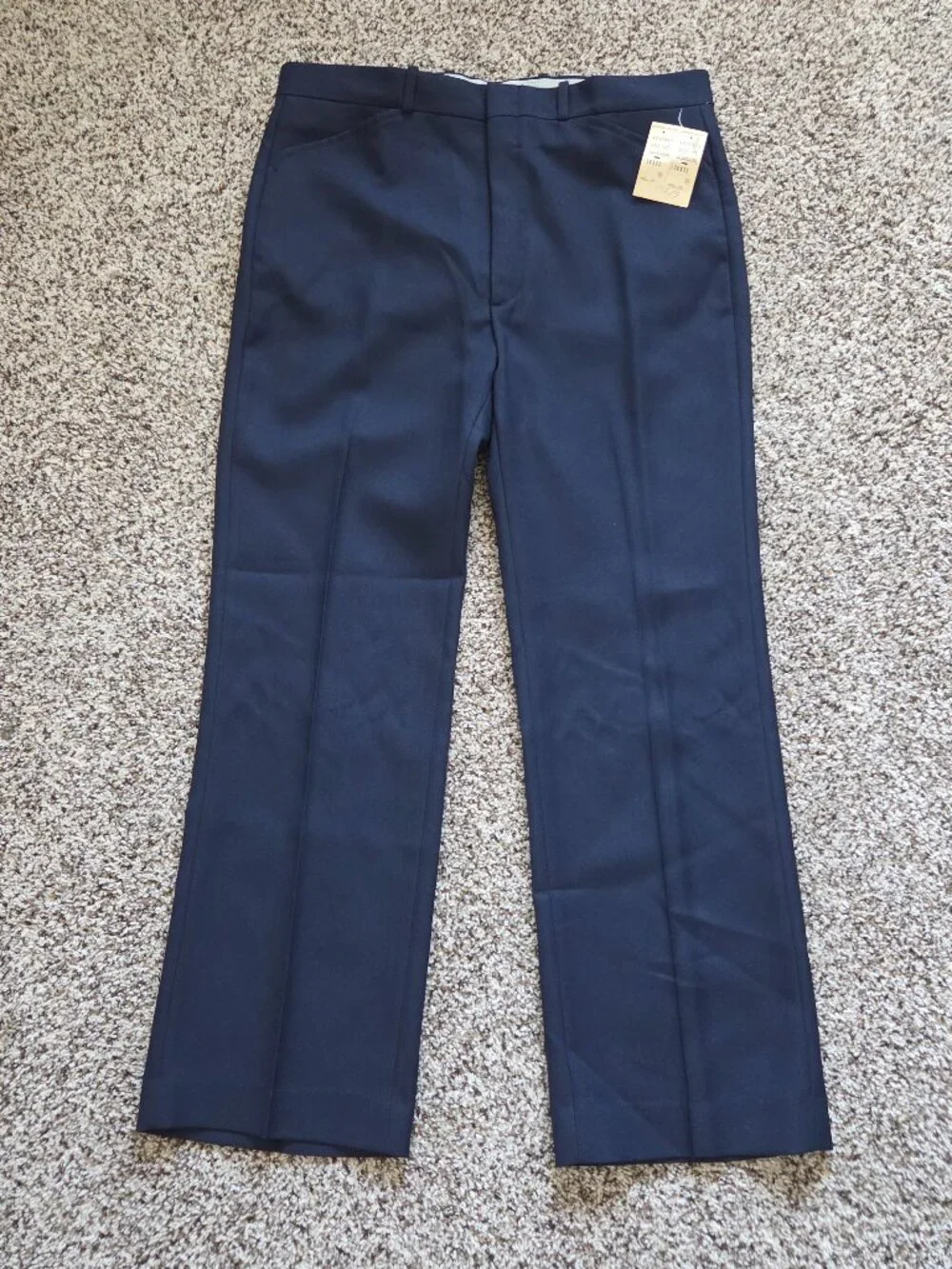 70s Vintage Deadstock Farah Mens Dacron Pant Navy Blue Original Tags NOS 36x30